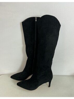 Mira Azzurra Black Suede Tall Slim Heel Boots Womens 9